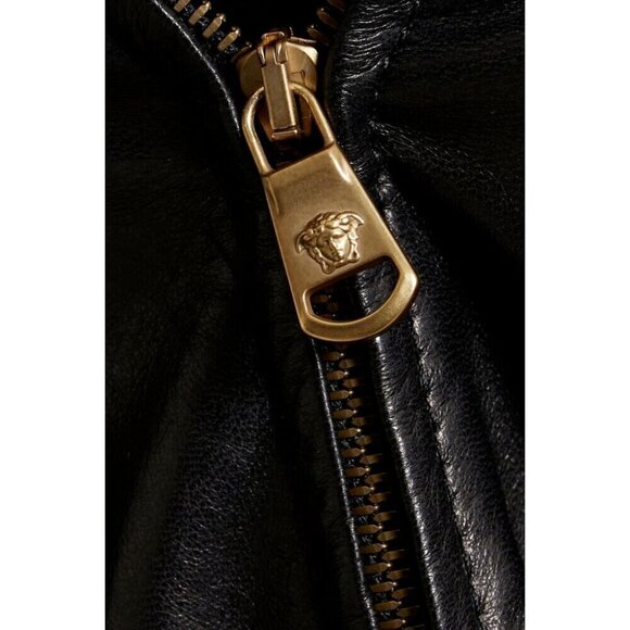 Versace Wrap-effect Pleated Leather Mini Skirt Black IT 42 US 6 NWT US$2,495 - Picture 15 of 16